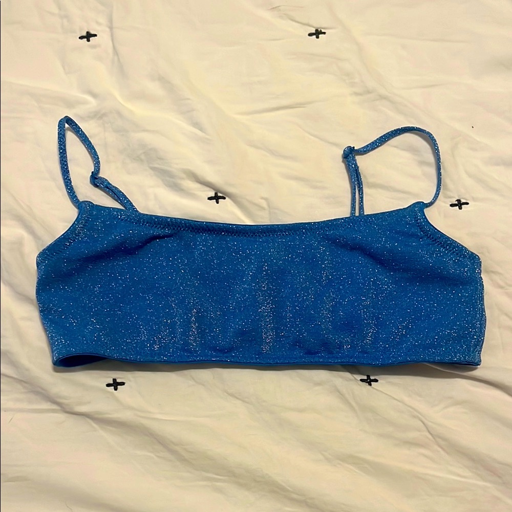 Sparkly Blue Triangl Bikini Top